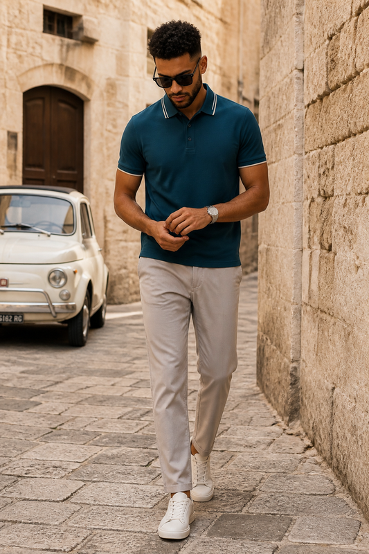 Polo tech azul sin plancha